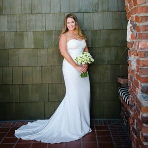 Elegant White Strapless Wedding Dress, Amy Kuschel, 12